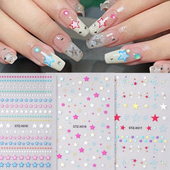 Colorful Star Nail Art Stickers Self Adhesive Decals for Manicure