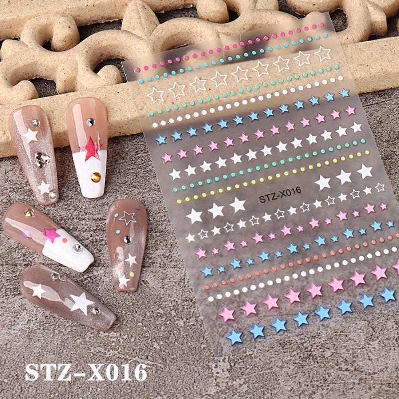 Colorful Star Nail Art Stickers Self Adhesive Decals for Manicure
