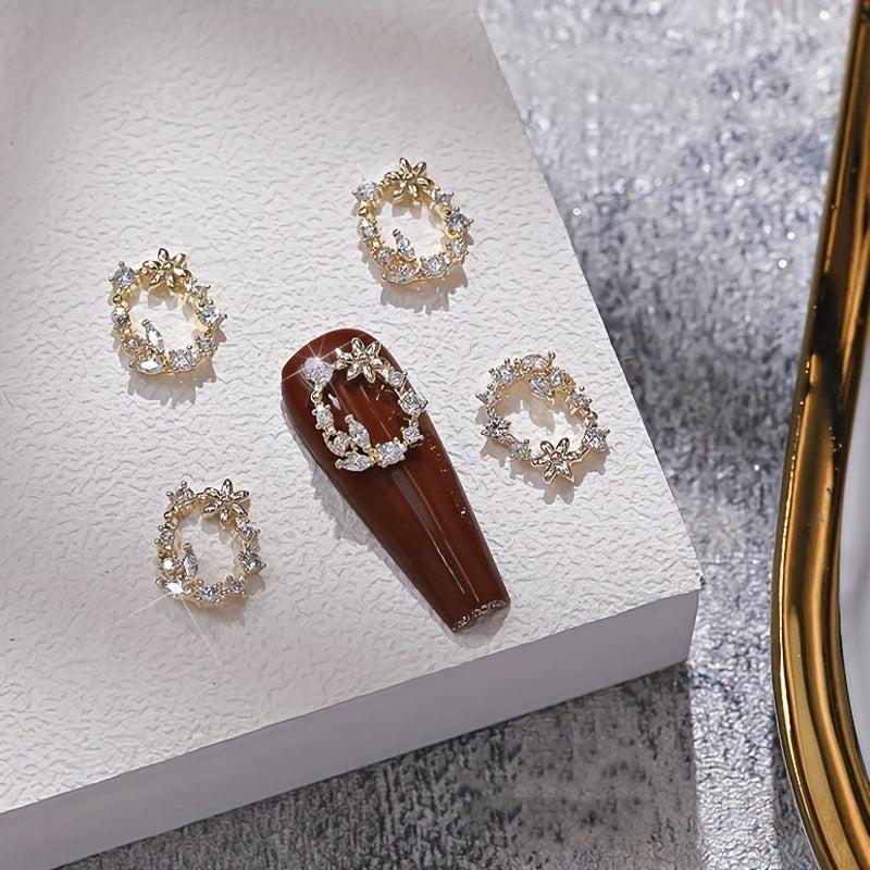 Zircon 3D Nail Charms for Acrylic Nails with Garland Rhinestones