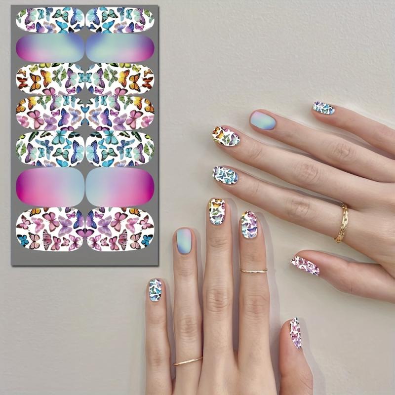 Butterfly Nail Polish Strips Long Lasting Nail Wraps for Easy Manicure