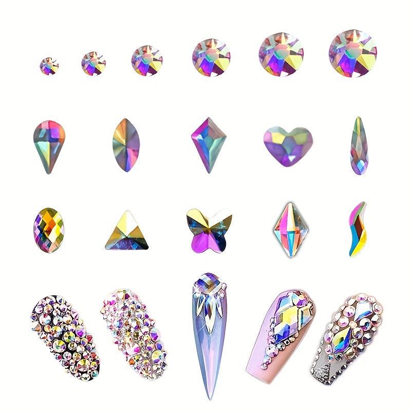 12 Grids AB Sparkly Bling 3D Rhinestones Mixed Shape For Nail Art DIY