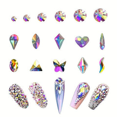12 Grids AB Sparkly Bling 3D Rhinestones Mixed Shape For Nail Art DIY