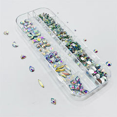 12 Grids AB Sparkly Bling 3D Rhinestones Mixed Shape For Nail Art DIY