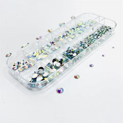 12 Grids AB Sparkly Bling 3D Rhinestones Mixed Shape For Nail Art DIY