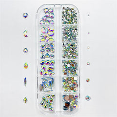 12 Grids AB Sparkly Bling 3D Rhinestones Mixed Shape For Nail Art DIY