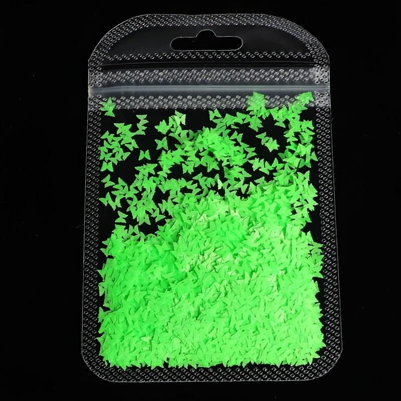Gothic Punk Butterfly Nail Art Glitter Flakes 3D Neon Sequins