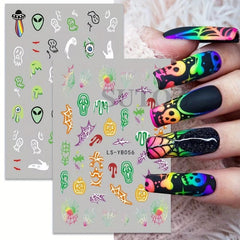 Luminous Halloween Nail Decals Glow In Dark Pumpkin Spider Web Ghost Devil's Eye
