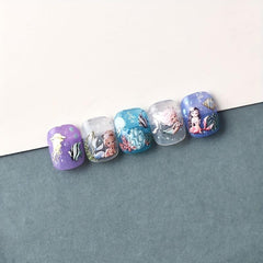 Mermaid Nail Art Stickers 5D Embossed Flowers Nail Decals