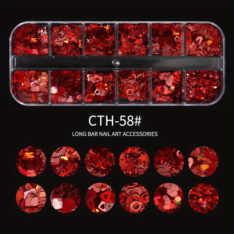 Holo Nail Glitter Sequins Fluorescent 3D Nail Art Stickers