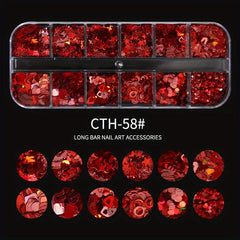 Holo Nail Glitter Sequins Fluorescent 3D Nail Art Stickers