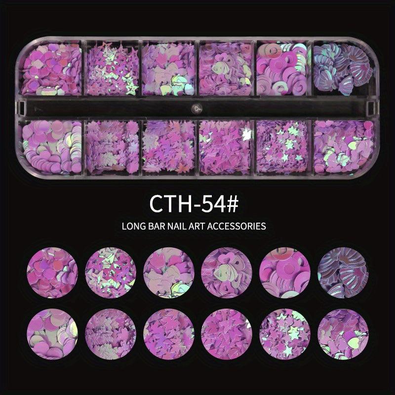 Holo Nail Glitter Sequins Fluorescent 3D Nail Art Stickers