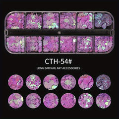 Holo Nail Glitter Sequins Fluorescent 3D Nail Art Stickers