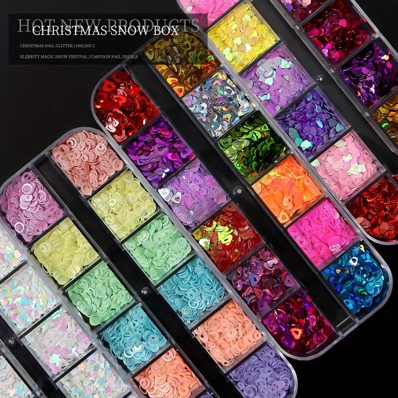 Holo Nail Glitter Sequins Fluorescent 3D Nail Art Stickers