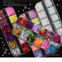 Holo Nail Glitter Sequins Fluorescent 3D Nail Art Stickers