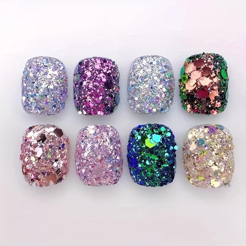Holo Nail Glitter Sequins Fluorescent 3D Nail Art Stickers