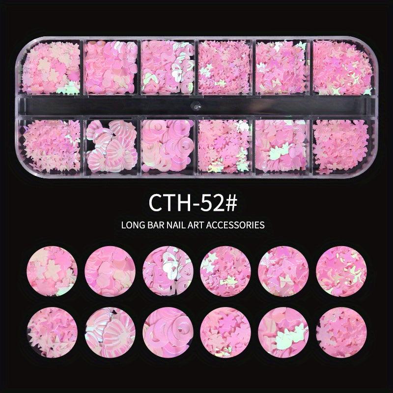 Holo Nail Glitter Sequins Fluorescent 3D Nail Art Stickers