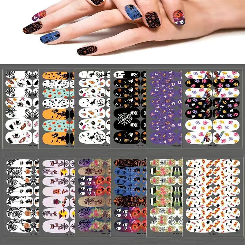 Halloween Nail Wraps Stickers Pumpkin Bat Ghost Self Adhesive Nail Art Decals