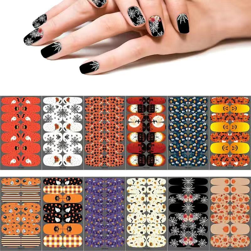 Halloween Nail Wraps Stickers Pumpkin Bat Ghost Self Adhesive Nail Art Decals