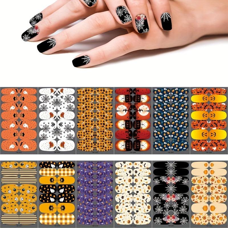 Halloween Nail Wraps Stickers Pumpkin Bat Ghost Self Adhesive Nail Art Decals