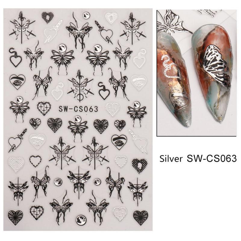 Golden Foil Flower Butterfly Nail Stickers Lace Art Decoration