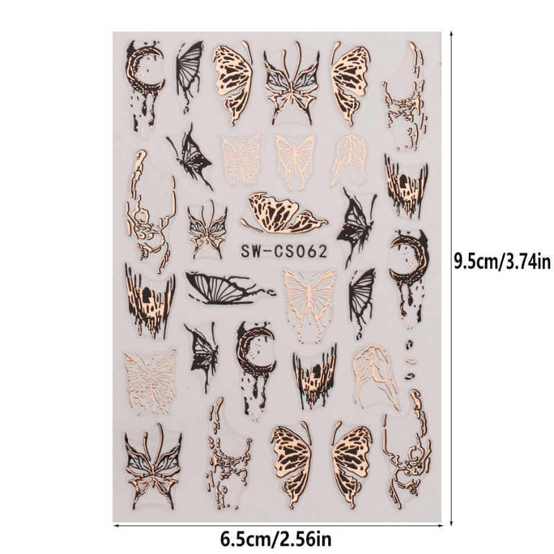 Golden Foil Flower Butterfly Nail Stickers Lace Art Decoration
