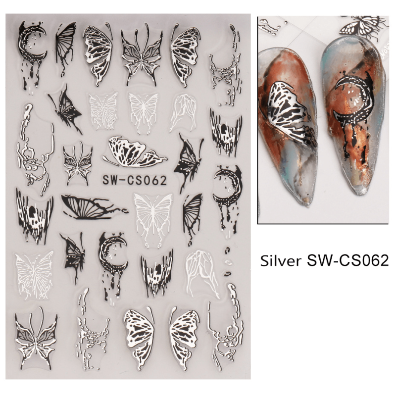 Golden Foil Flower Butterfly Nail Stickers Lace Art Decoration