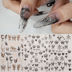 Golden Foil Flower Butterfly Nail Stickers Lace Art Decoration