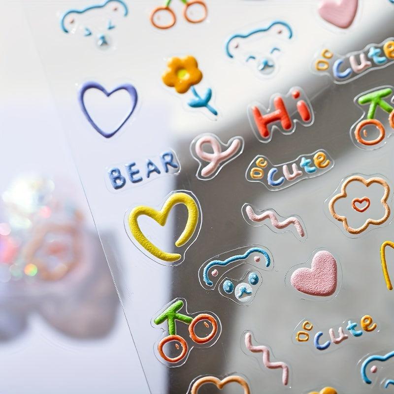 5D Cartoon Love And Bear Nail Art Sticker Nail Decals DIY Nail Art
