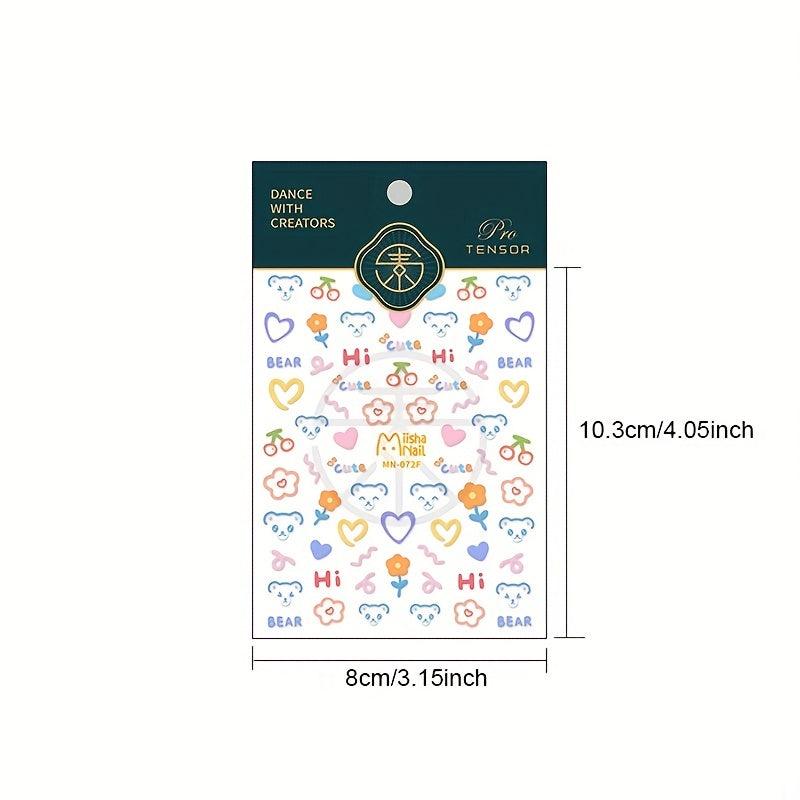5D Cartoon Love And Bear Nail Art Sticker Nail Decals DIY Nail Art