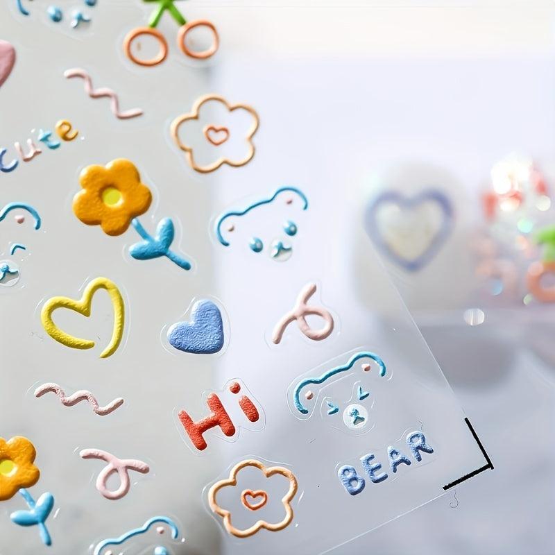 5D Cartoon Love And Bear Nail Art Sticker Nail Decals DIY Nail Art