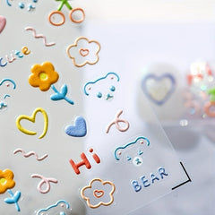 5D Cartoon Love And Bear Nail Art Sticker Nail Decals DIY Nail Art