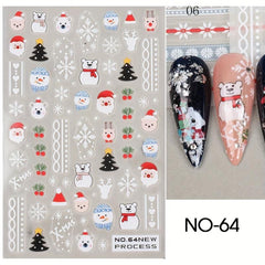 Christmas Nail Art Stickers Santa Snowflake Elk Decals DIY Salon Supplies