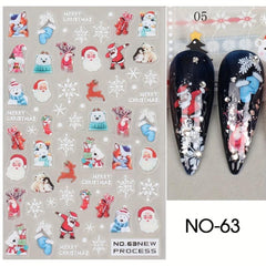 Christmas Nail Art Stickers Santa Snowflake Elk Decals DIY Salon Supplies