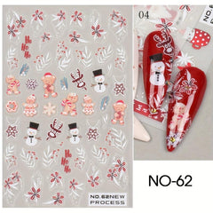Christmas Nail Art Stickers Santa Snowflake Elk Decals DIY Salon Supplies