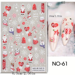 Christmas Nail Art Stickers Santa Snowflake Elk Decals DIY Salon Supplies