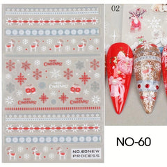 Christmas Nail Art Stickers Santa Snowflake Elk Decals DIY Salon Supplies