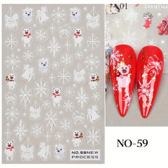 Christmas Nail Art Stickers Santa Snowflake Elk Decals DIY Salon Supplies
