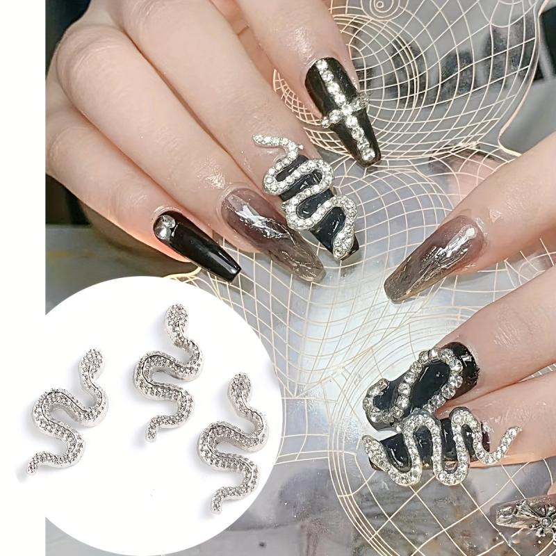 Snake Nail Charms Gothic Punk Style Nail Rhinestones
