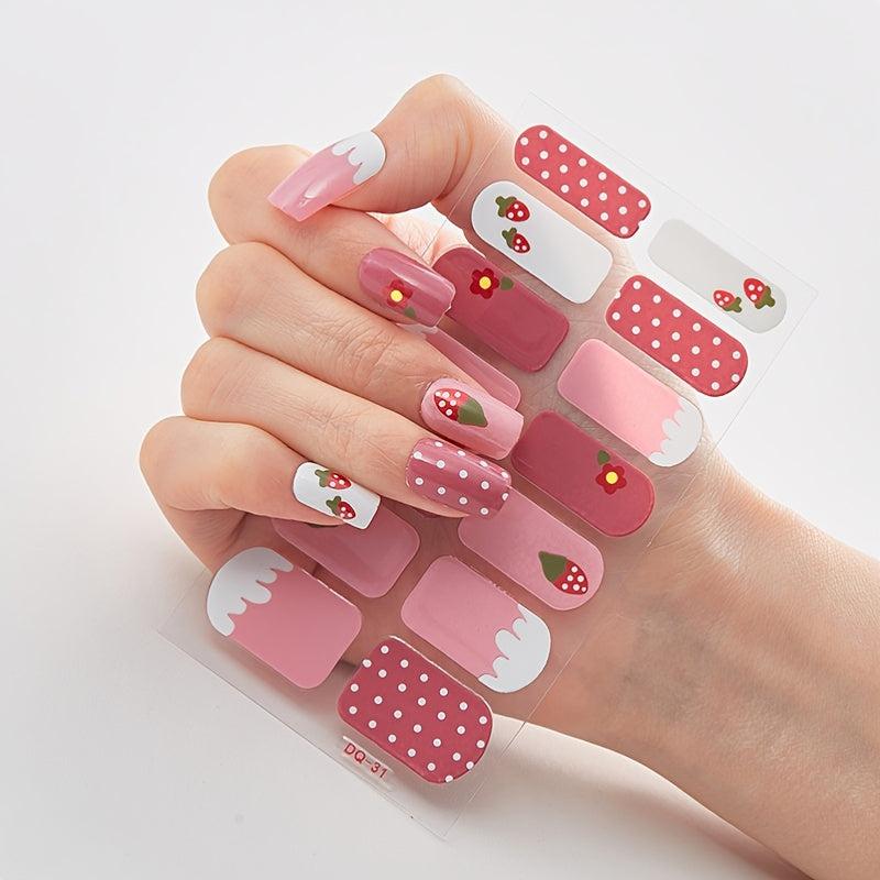 Strawberry Nail Wraps Self-Adhesive Stickers for Women DIY Nail Art Decals