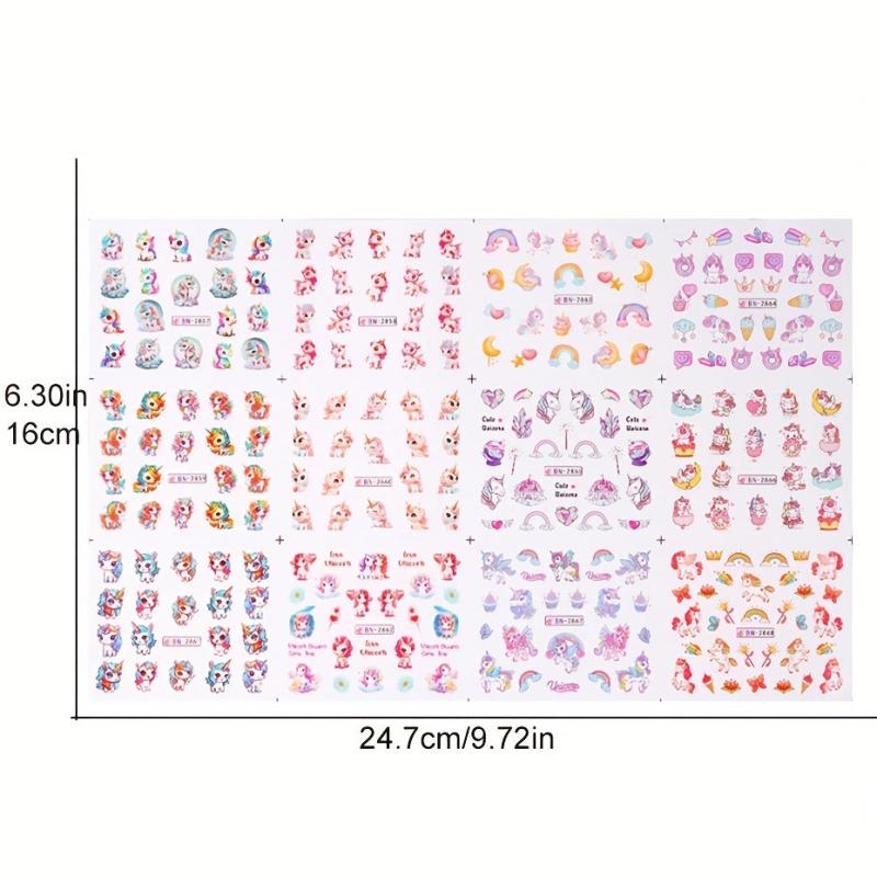 Unicorn Nail Art Stickers Self Adhesive Nail Decals for DIY or Salons