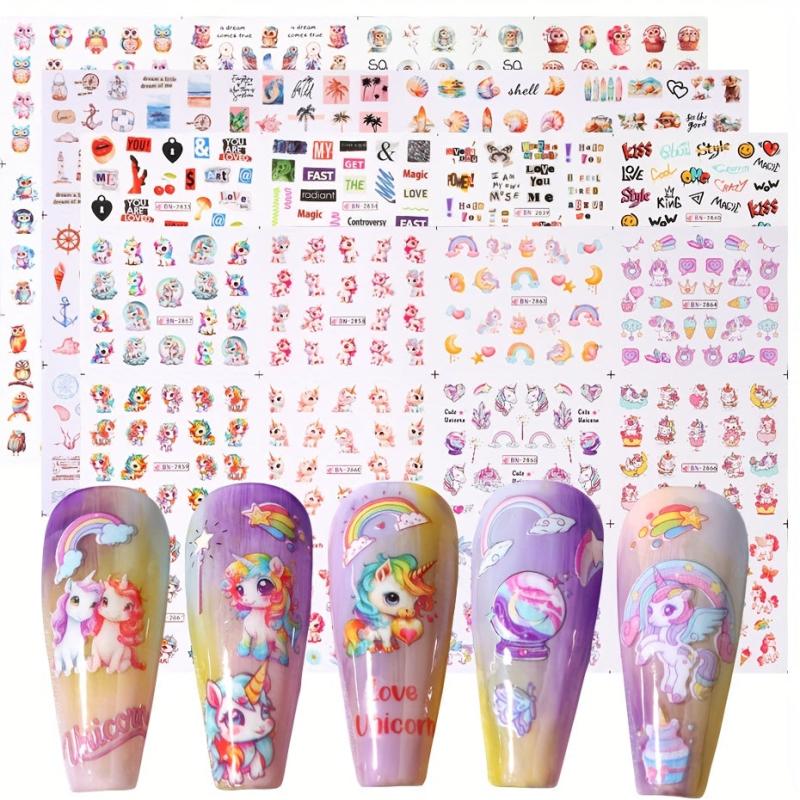 Unicorn Nail Art Stickers Self Adhesive Nail Decals for DIY or Salons