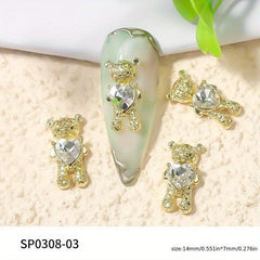 10 Pcs Bear 3D Alloy & Crystal Nail Art Rhinestones DIY Decoration