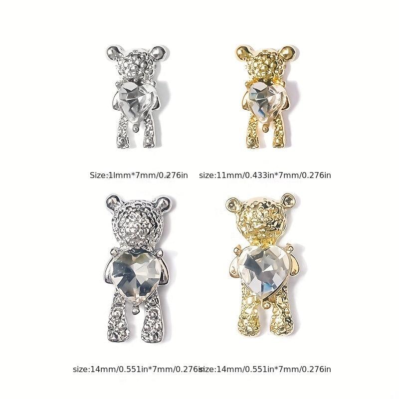 10 Pcs Bear 3D Alloy & Crystal Nail Art Rhinestones DIY Decoration