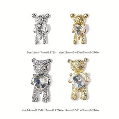 10 Pcs Bear 3D Alloy & Crystal Nail Art Rhinestones DIY Decoration