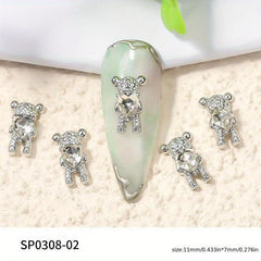 10 Pcs Bear 3D Alloy & Crystal Nail Art Rhinestones DIY Decoration