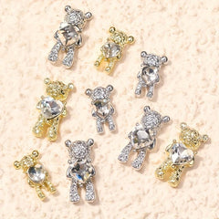 10 Pcs Bear 3D Alloy & Crystal Nail Art Rhinestones DIY Decoration
