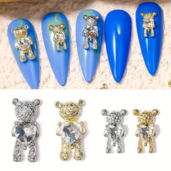 10 Pcs Bear 3D Alloy & Crystal Nail Art Rhinestones DIY Decoration