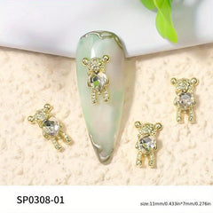10 Pcs Bear 3D Alloy & Crystal Nail Art Rhinestones DIY Decoration