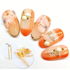 24pcs 3D Nail Chains & Punk Pendant Nail Ornaments for DIY Manicure