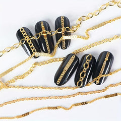 24pcs 3D Nail Chains & Punk Pendant Nail Ornaments for DIY Manicure
